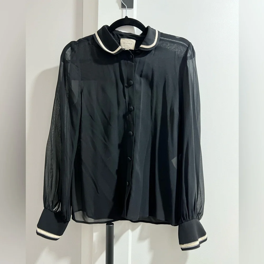 100% silk Size 36 or US 4 Sézane sheer top - Picture 5 of 7